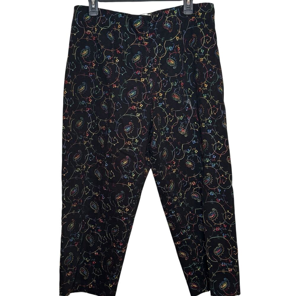 Coldwater Creek Size 16 Cotton Blend Swirled Paisley Embroidered Capri Pants